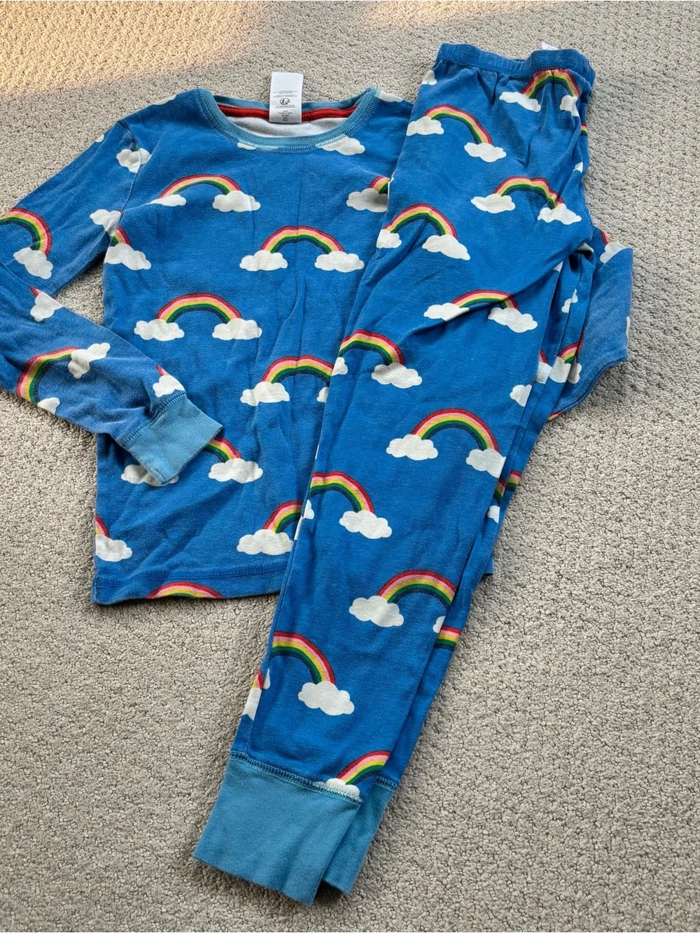 Mini boden Kids Blue Rainbow Cloud Pajama Set